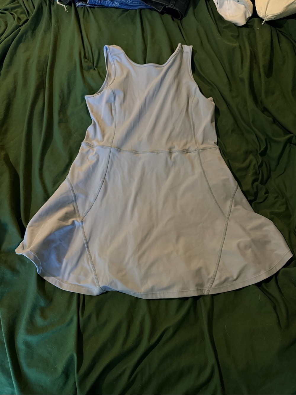 HALARA Light Blue/Gray Scoop Neck Fit-and-Flare Mini Dress